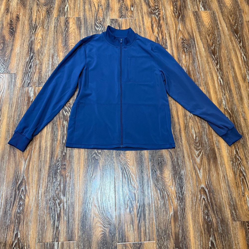 Cherokee Medium Scrub Jacket Mens Womens Navy Blue Full Zip Mock NeckWorkwear